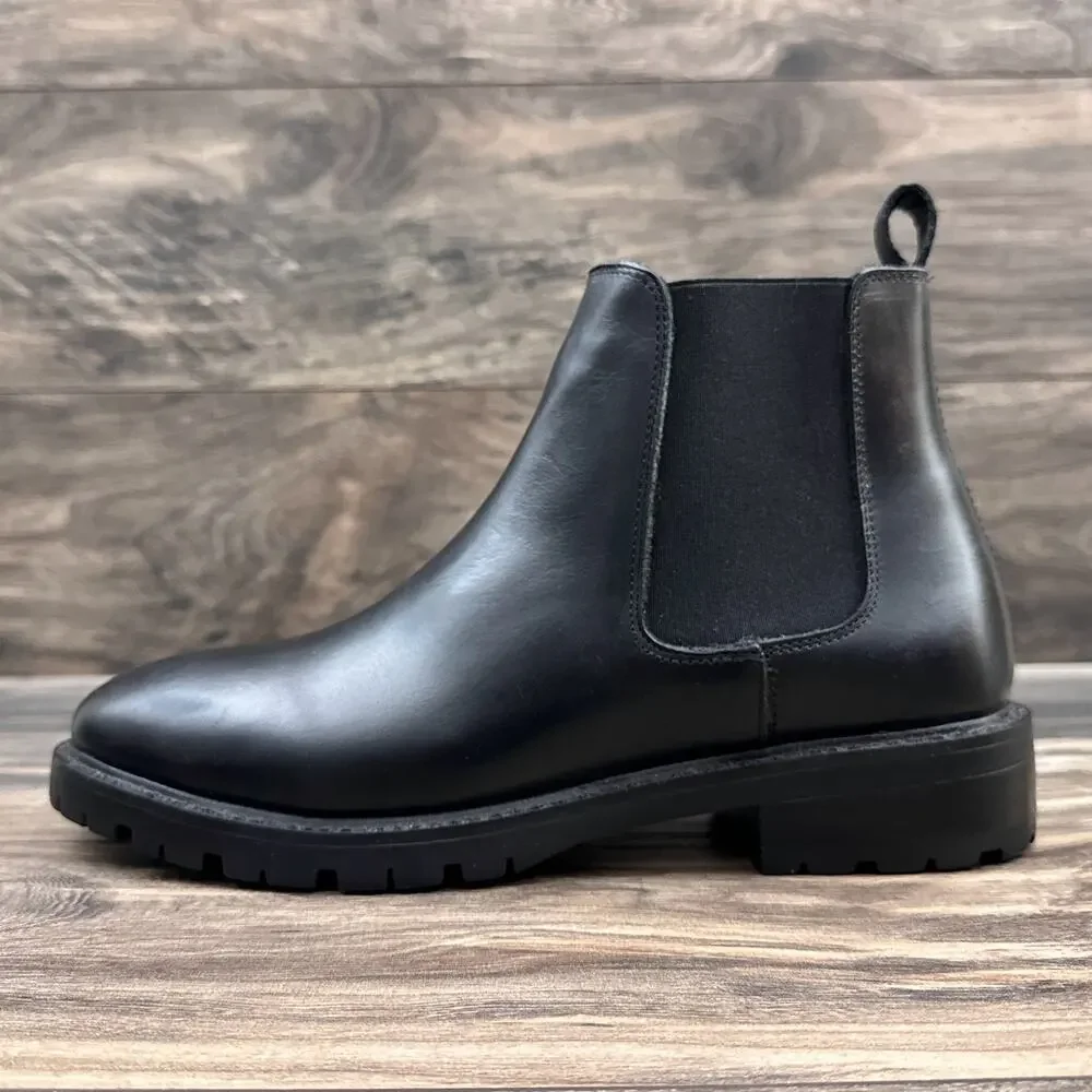 NWOB Steve Madden 9.5M Leopold Black Leather Chelsea Boots Bootie - Picture 6 of 13